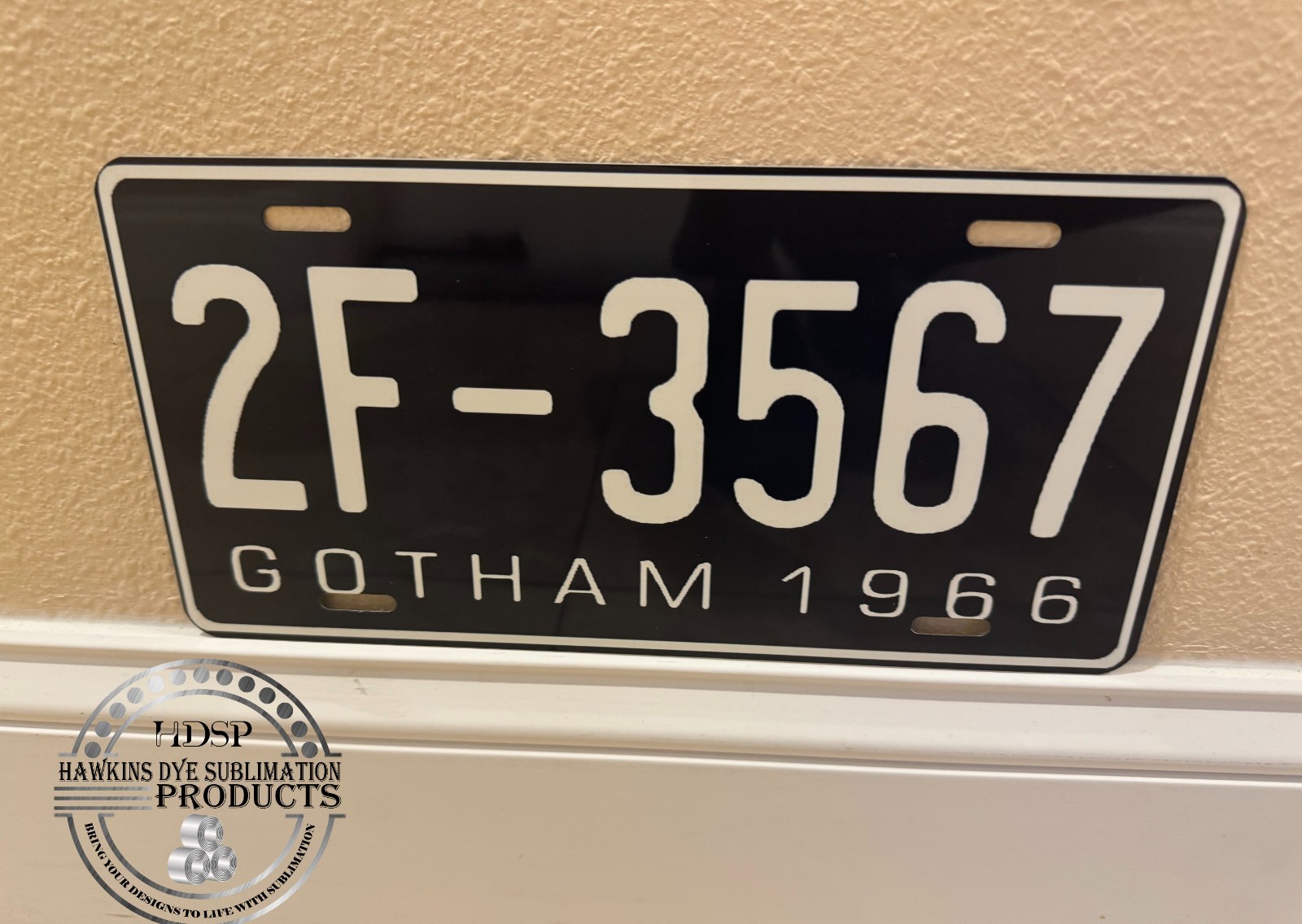 Batman 1966 Batmobile License Plate 2F-3567 Hero Prop Tag All Aluminum