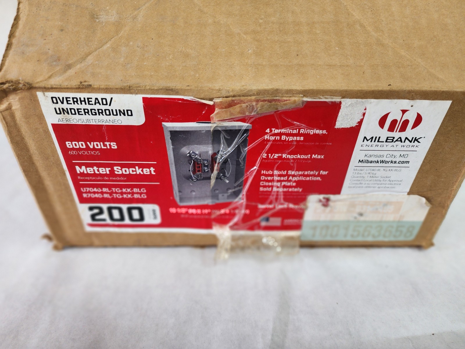 Milbank U7040-RL-TG-KK-BLG 200A 600V Ringless Horn Bypass Meter Socket