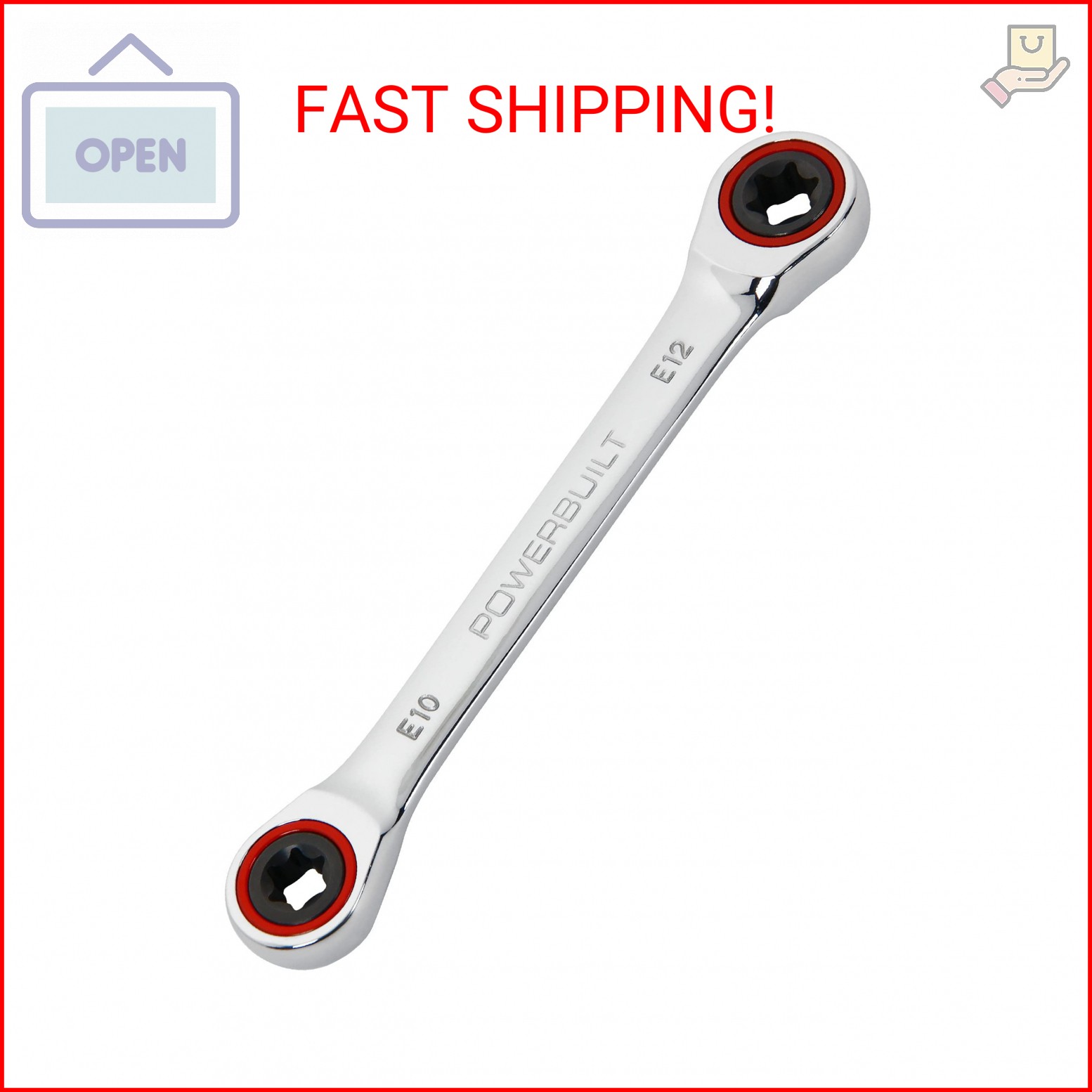 Powerbuilt E10/E12 Ratcheting Double Box-End E-Torx E-Star Wrench, 72-Tooth Ratc