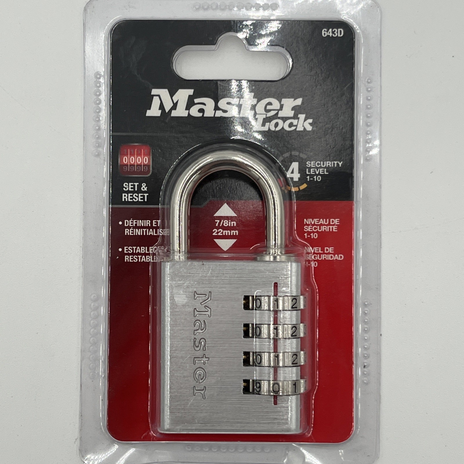 BRAND NEW!! Master Lock Set Your Own Combination 7/8” Padlock Silver 643D