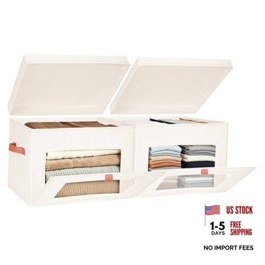 Fabric Closet Organizers - Oxford Clothes 16.5"L x 11.8"W x 11"H 2 Beige