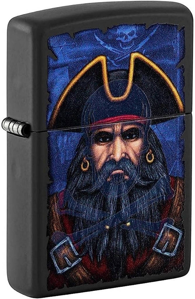 Zippo 99347 Pirate with Skull Blacklight Black Matte Lighter