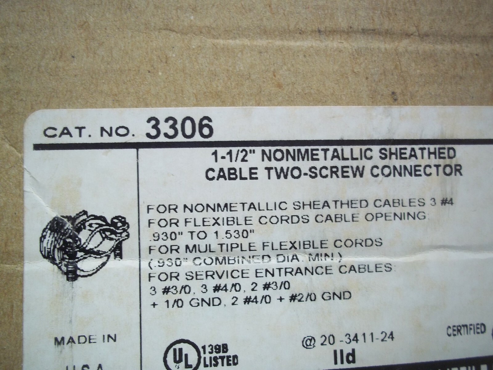 THOMAS & BETTS   1 1/2"  CONDUIT END   NUMBER  3306