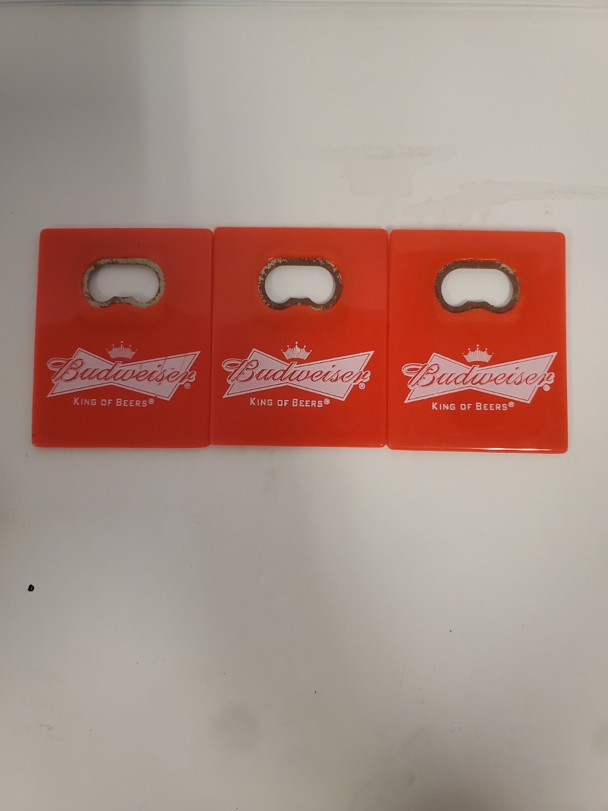 LOT Of (3) Budweiser King Of Beers Bottle Opener Promo Cards Flat Credit Red