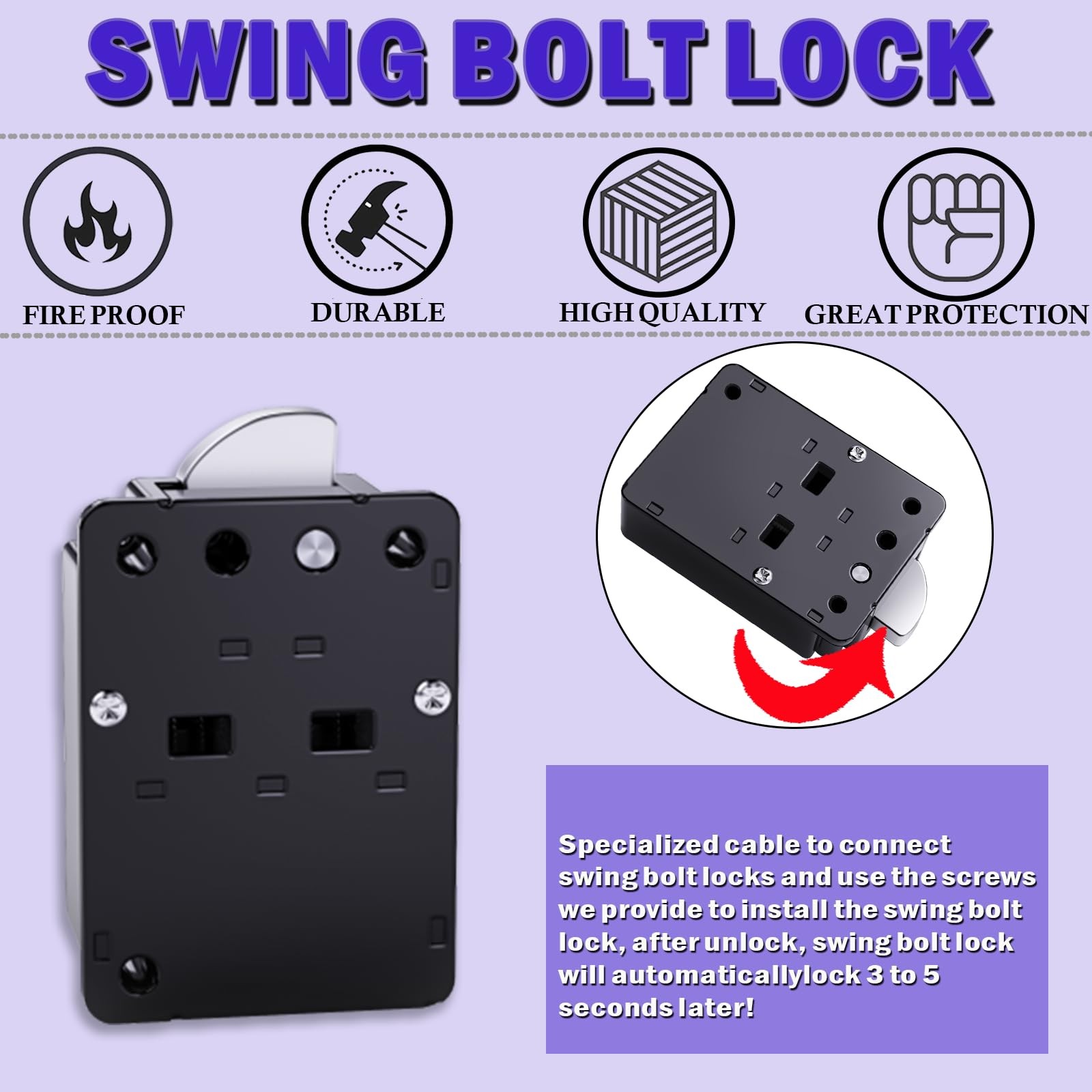Wahlin Parts Fireproof Gun Safe Lock Replacement Swing Bolt Lock 5 User Code