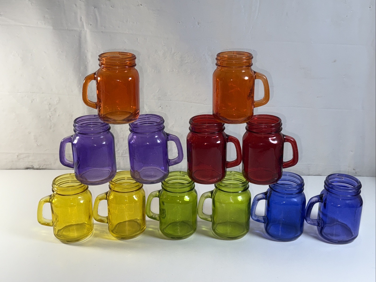 Set of 12 Mini Mason Style Jars Country Fiesta in Multi-colors