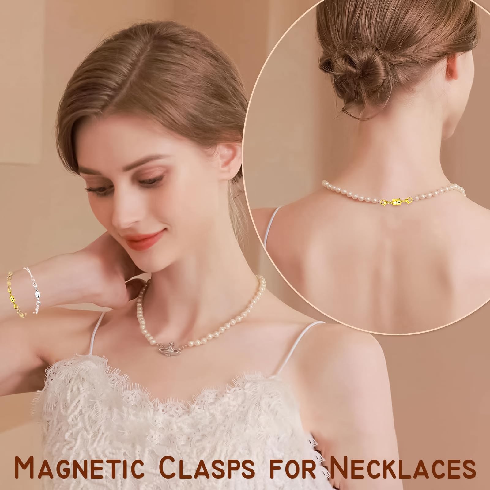 OHINGLT Magnetic Necklace Clasps and Closures with Double Lobster, Extra Strong