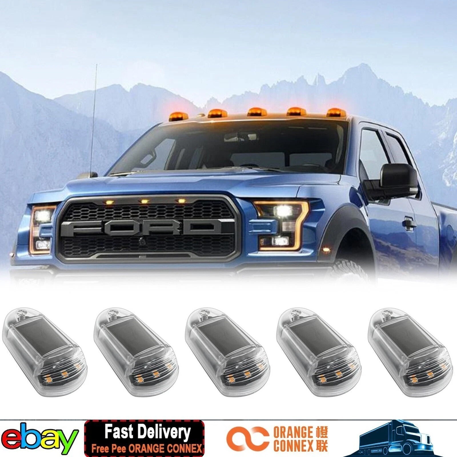 1/5Pcs Solar Powered Cab Lights For Truck 2024 Punch Powered Wireless Cab Lights