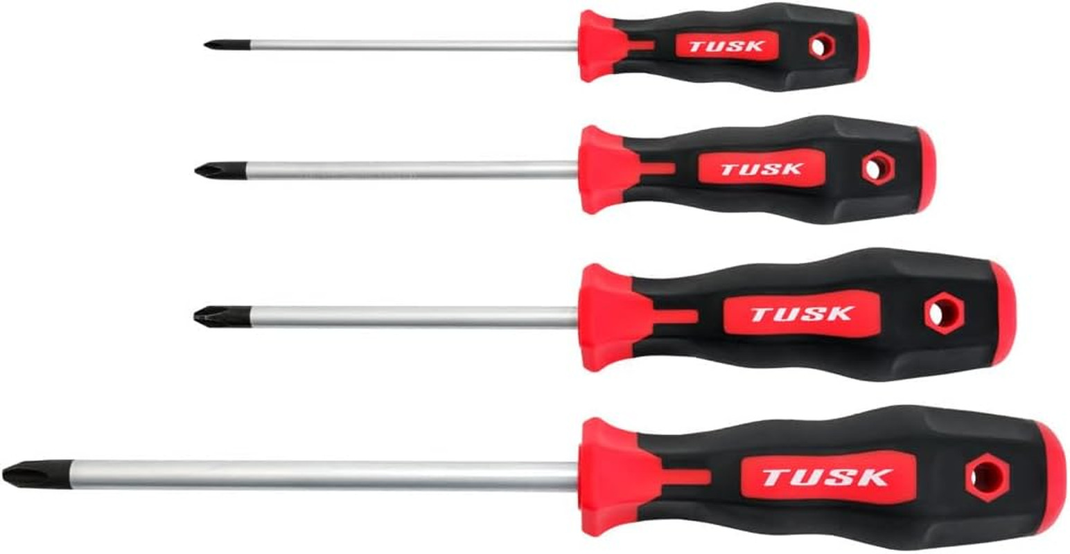 TUSK 4-Piece JIS Screwdriver Set #0 #1 #2 #3 Magnetic Tip Ergonomic
