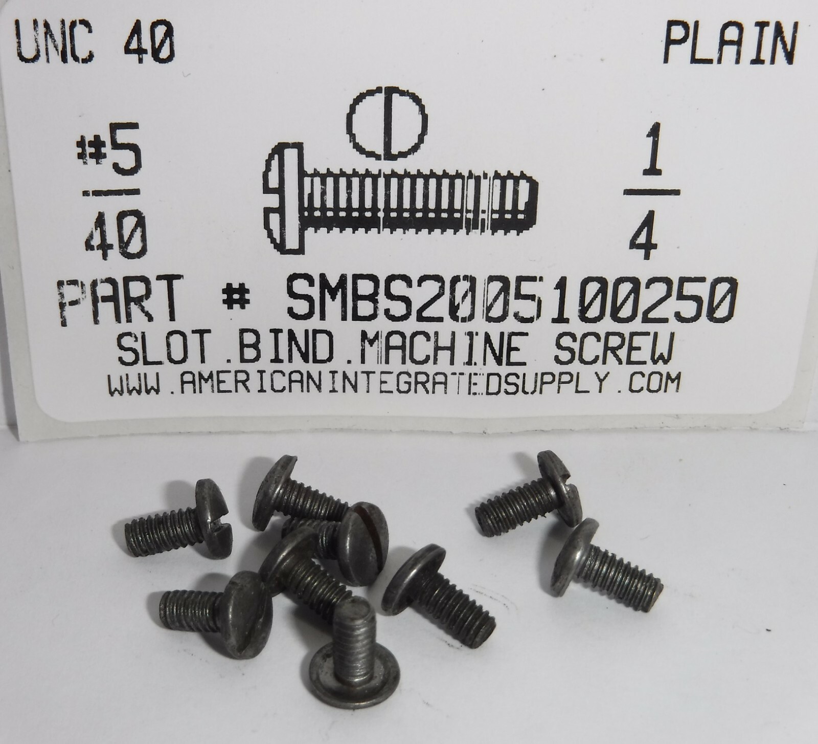 #5-40x1/4 Binding Head Slotted Machine Screws Steel Plain (150)