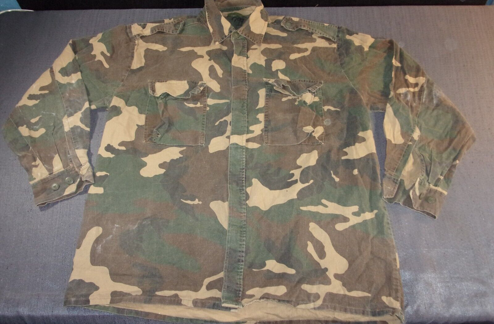 TURKISH TURKEY MILITARY ARMY BDU WOODLAND FOREIGN VINTAGE JACKET COAT SIZE LARGE