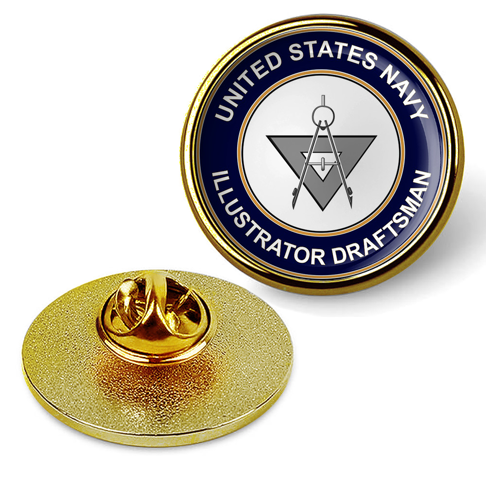 U.S. Navy Illustrator Draftsman Tie Tac, Hat Pin, Badge, Lapel Pin - Gold