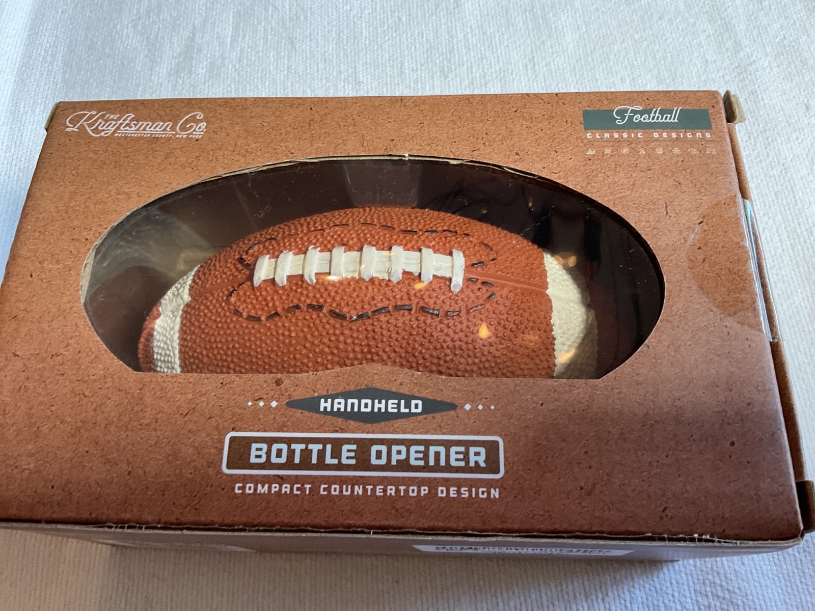 THE Kraftsman COUNTERTOP FOOTBALL Bottle Opener CAST RESIN STAINLESS STEEL NIB