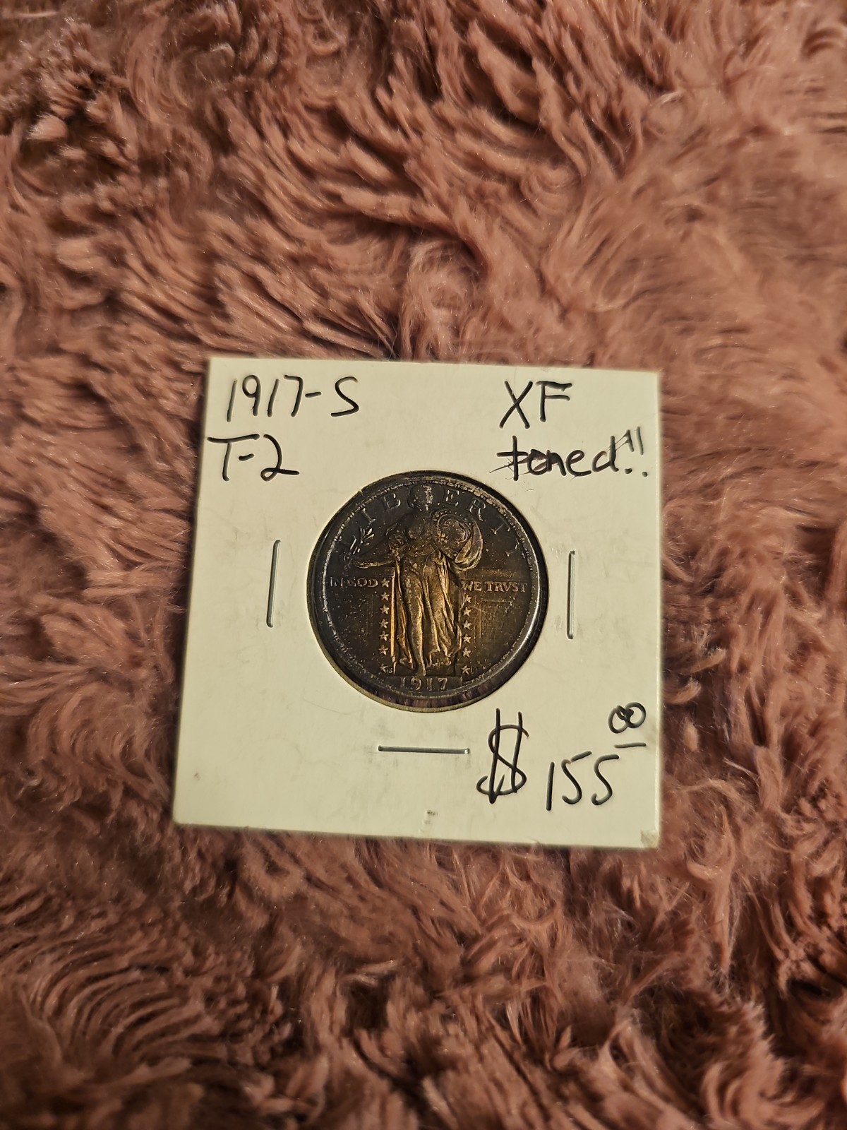 1917-S Standing Liberty Quarter Type 2 XF Details Beautiful Toned 90% Silver Bet