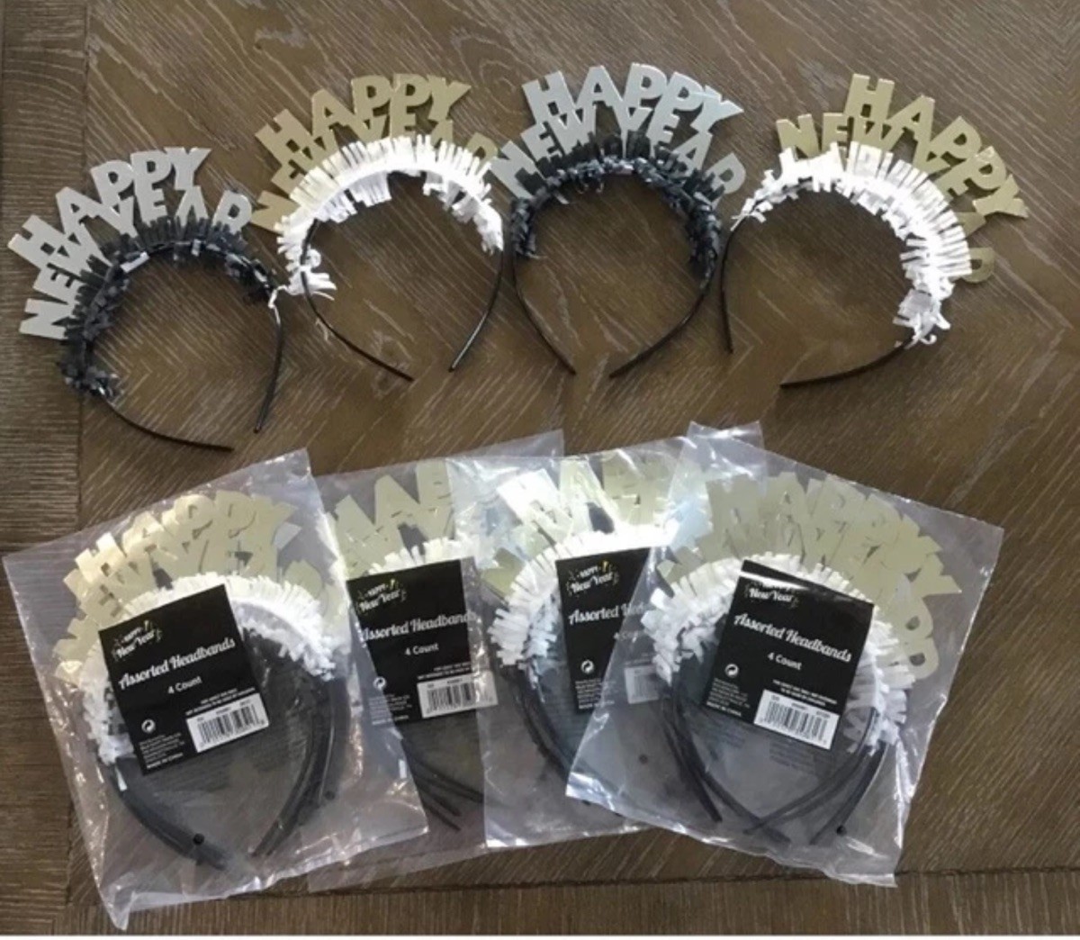 “Happy New Year” Paper Headbands Hats Party Favors Set Of 16 (8 Silver 8 Gold)