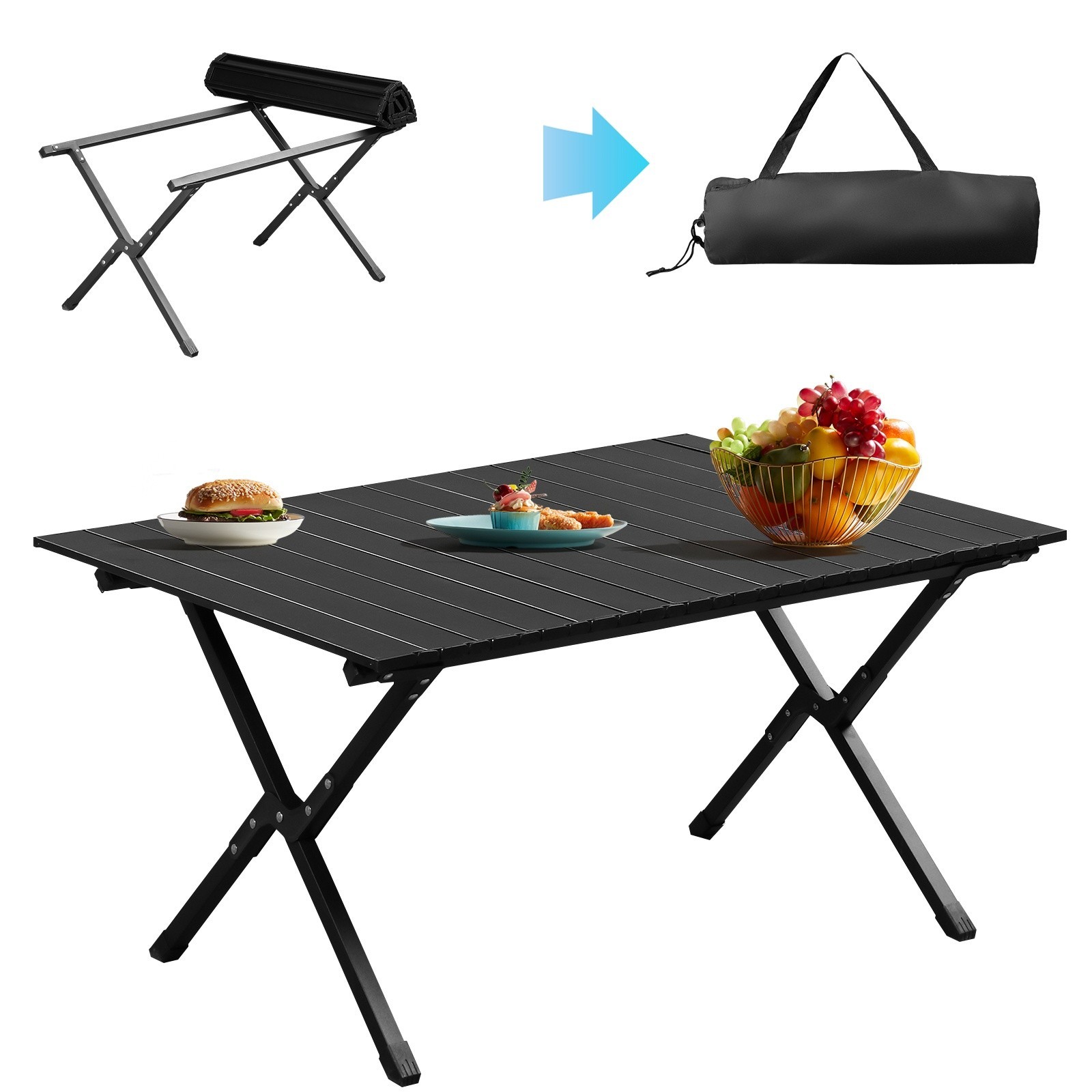 Folding Camping Table Portable Picnic Table, Lightweight Roll up Side Table