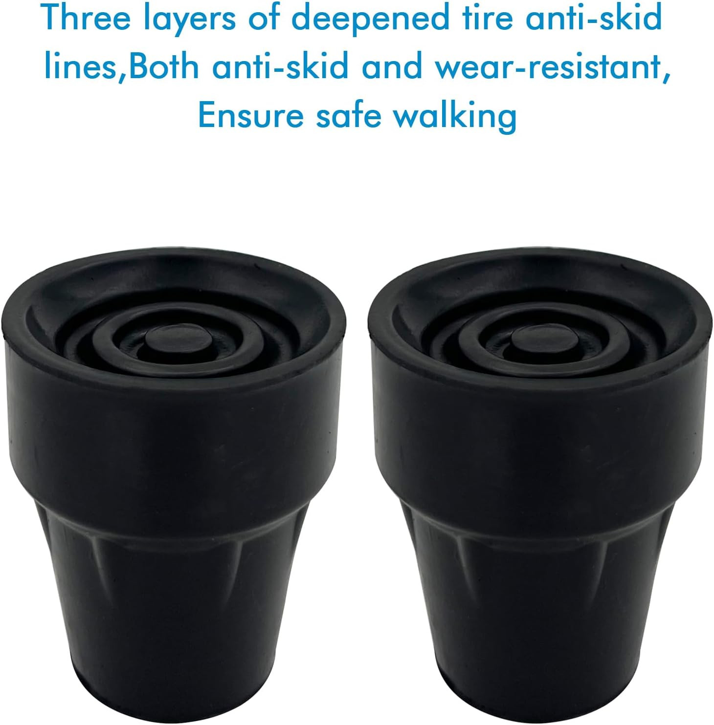 Replacement Cane Tips, 3/4 Inch, Black.