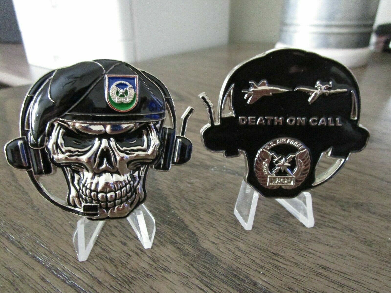 USAF TACP Tactical Air Control Party Death On Call Beret Skull Challenge Coin