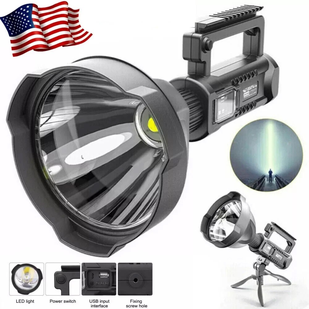 Super Bright LED Searchlight Portable Rechargeable Spotlight Handheld Flashlight