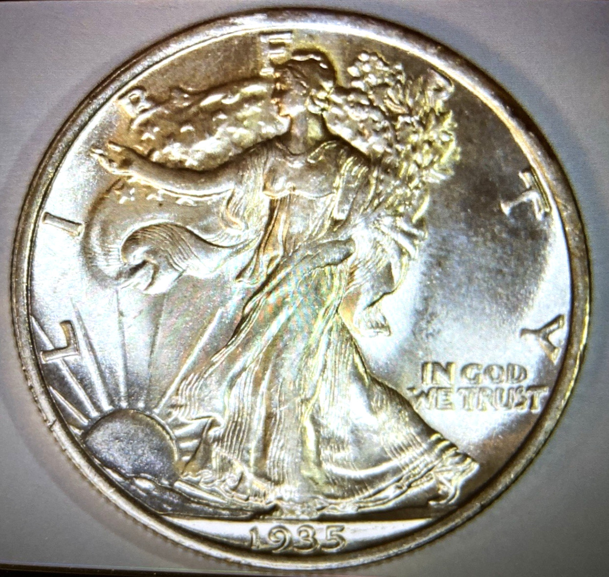 1935 WALKING LIBERTY HALF PRISTINE GEM, FANTASTIC LUSTER&  FULL STRIKE & FST