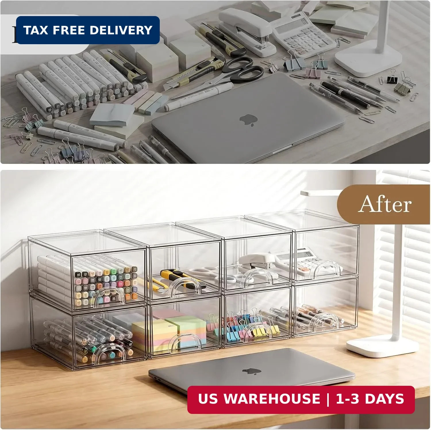 8 Pack Small Clear Stackable Acrylic Storage Boxes for Art Tool & Sketch, Storag