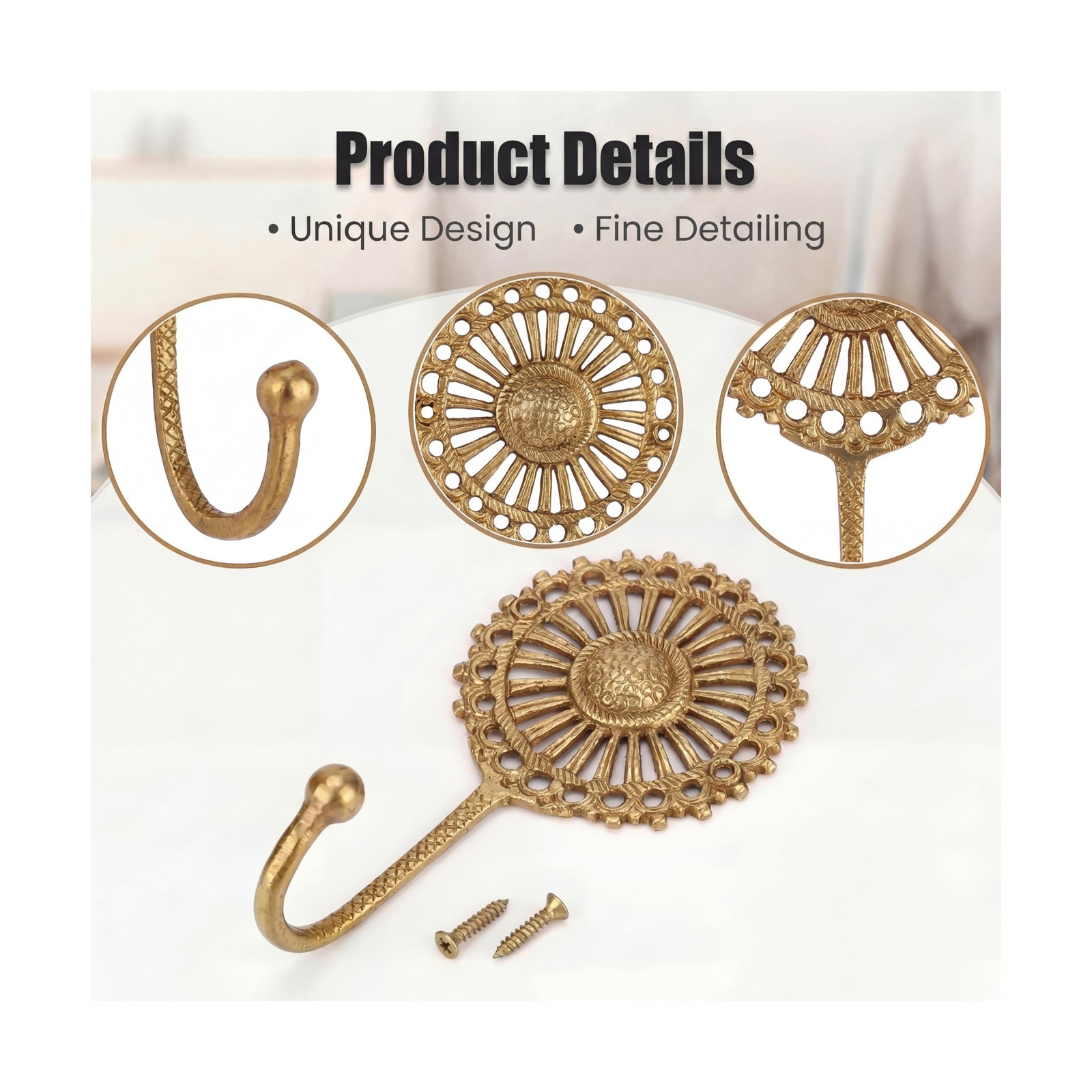 IndianShelf Solid Brass Boho Decorative Wall Hooks - Holds Up to 33... Fast Ship