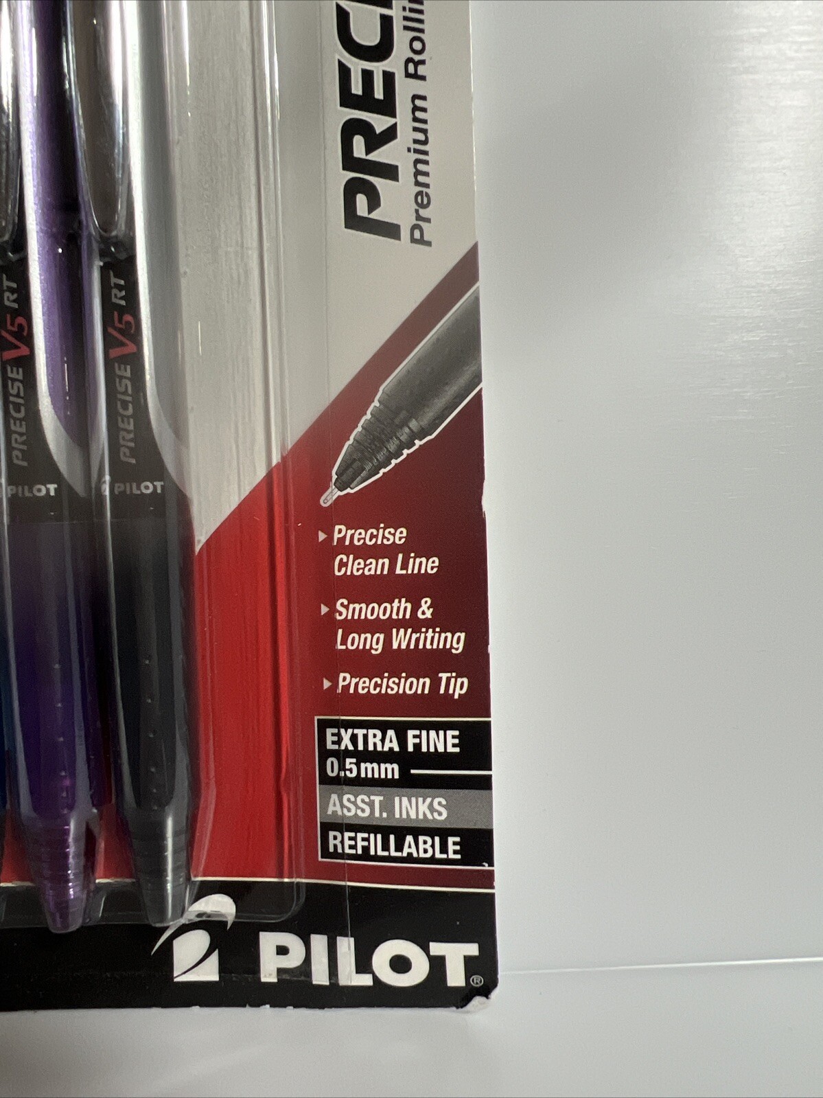 Pilot Precise V5 Retractable Rolling Ballpens, Extra Fine, Assorted 8 Pack 0.5mm