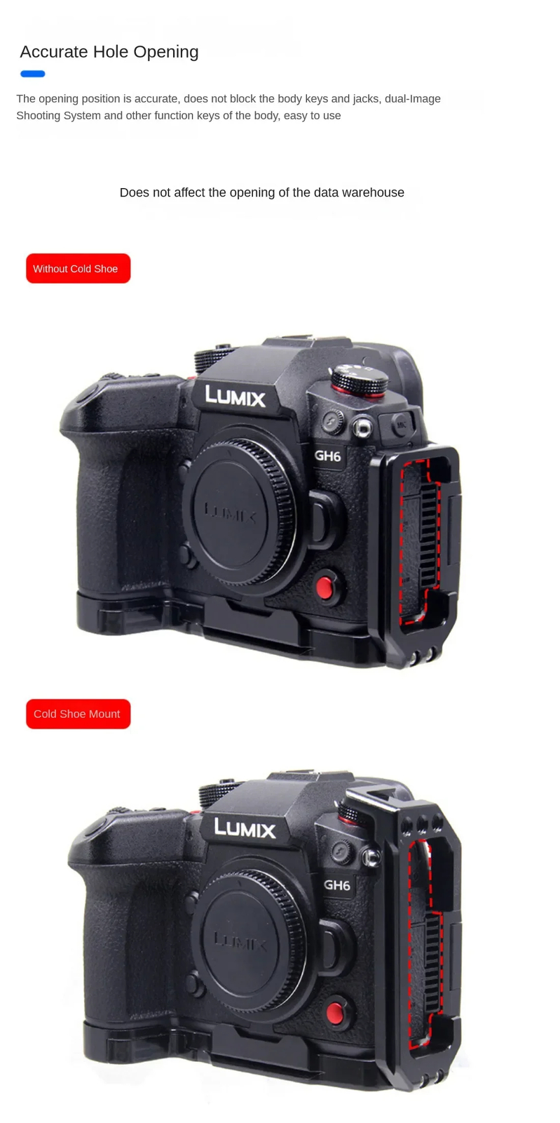 GH7 L Plate for Panasonic GH6 GH7 Quick Release L Plate Arca Type with Cold Shoe