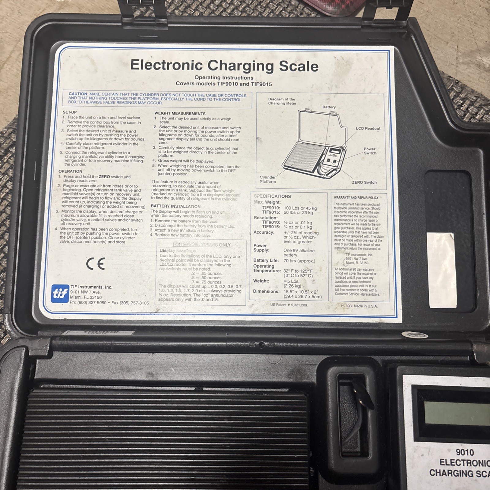 TIF 9010A Slimline Electronic Refrigerant Charging Scale 2c