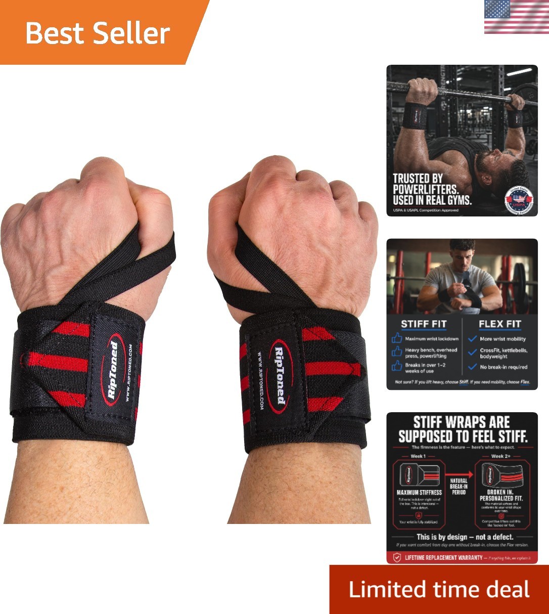 18-Inch Weightlifting Wrist Straps with Thumb Loop for Unisex Support