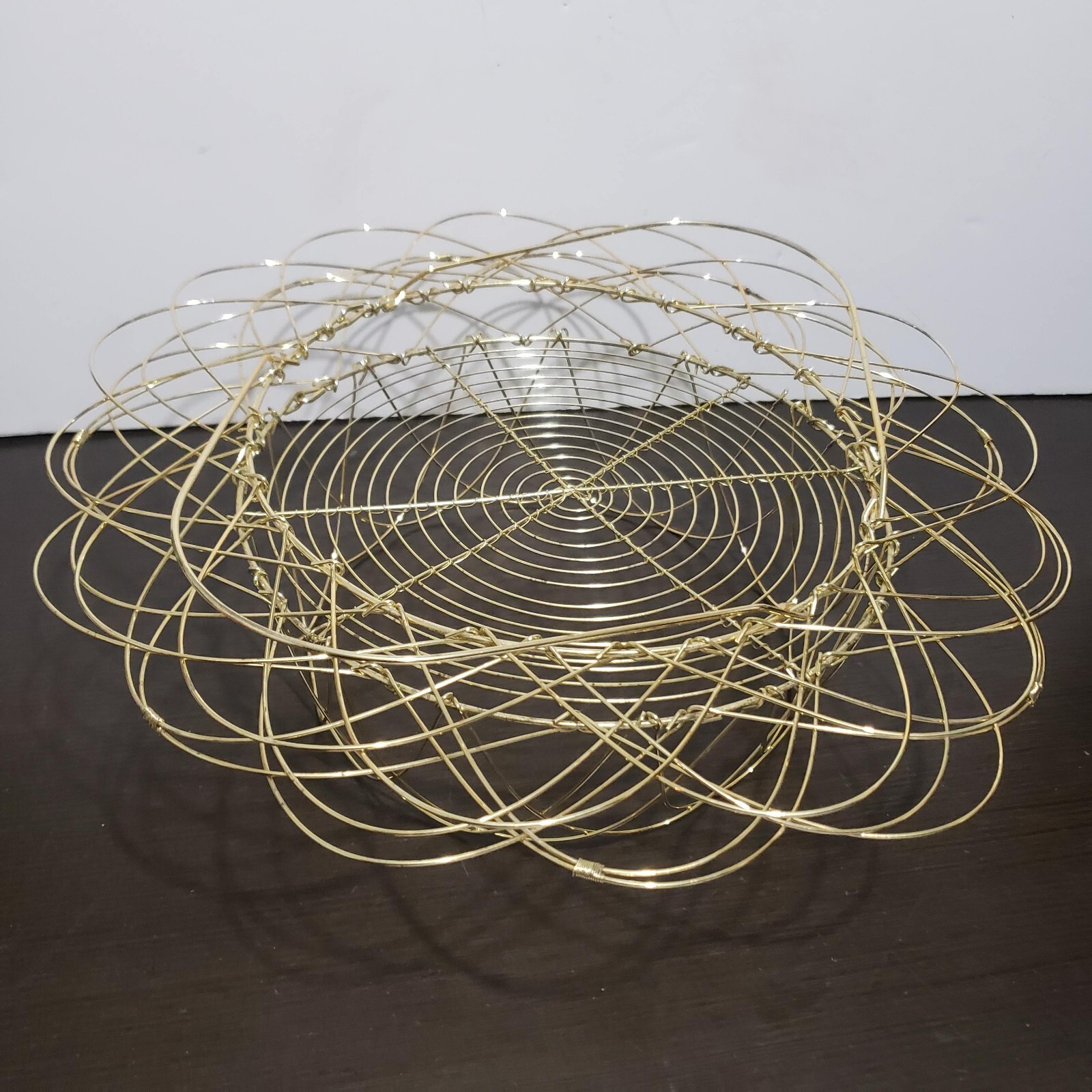 Gold Metal Wire Collapsible Folding Gathering Basket