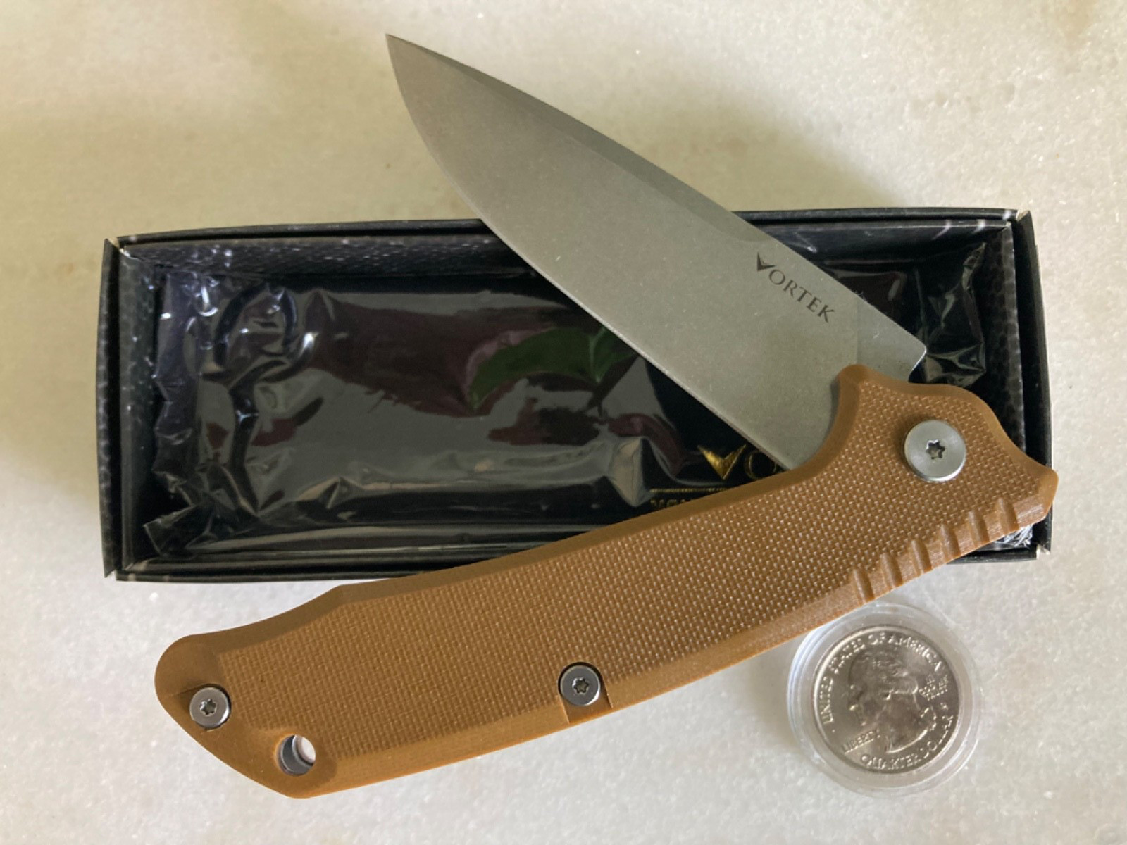 NEW EDC VORTEX ROVER FLIPPER POCKET KNIFE 3.5” PLAIN DROP POINT BLADE NIB CLIP