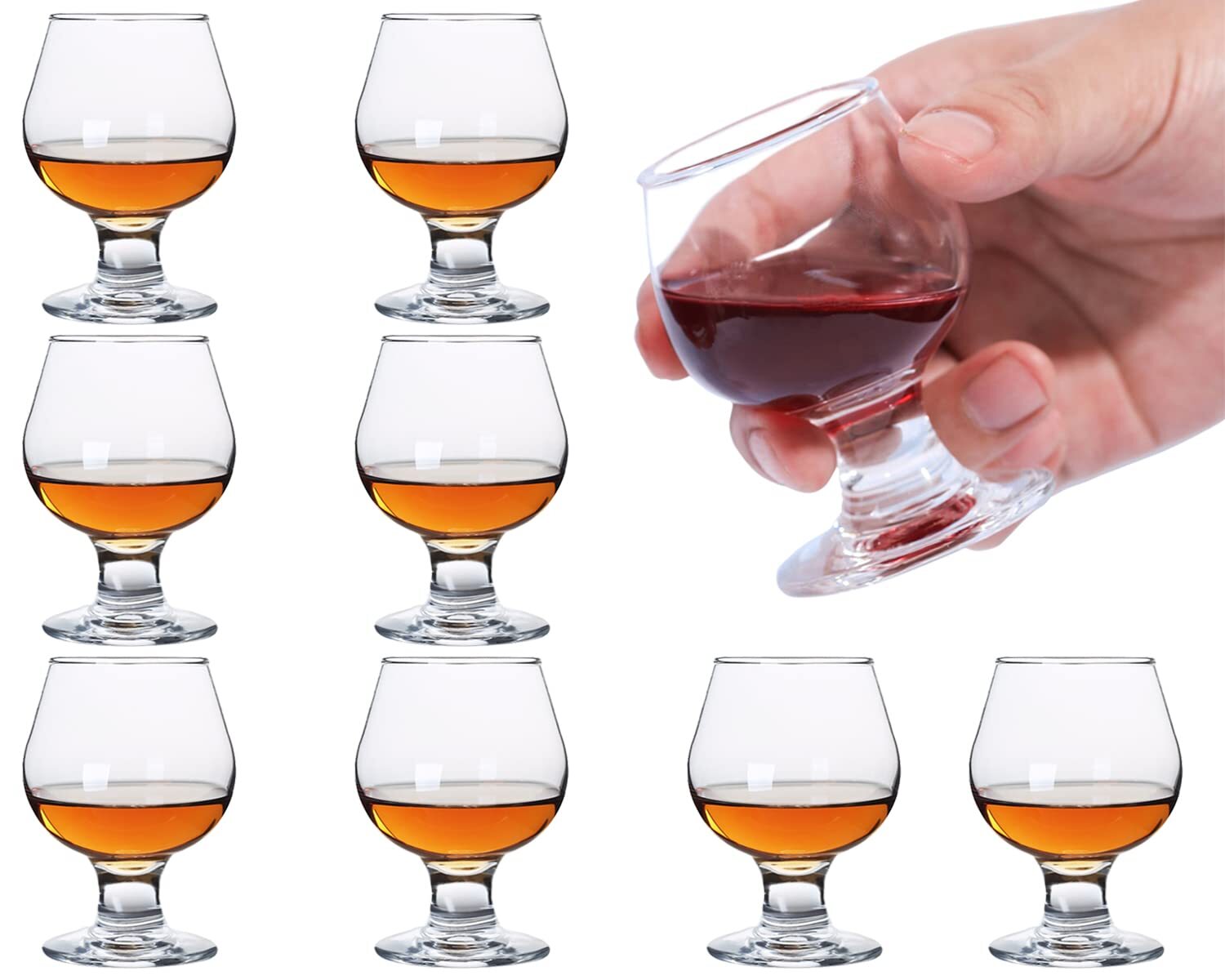Cute Shot Glasses Small Brandy Snifters Set of 8 Cognac glasses Port Glass Clear