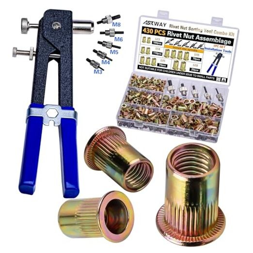 Pressure Rivet Nut Tool Kit, 430Pcs Carbon Steel 430 PCS Rivet Nut Tool Kit