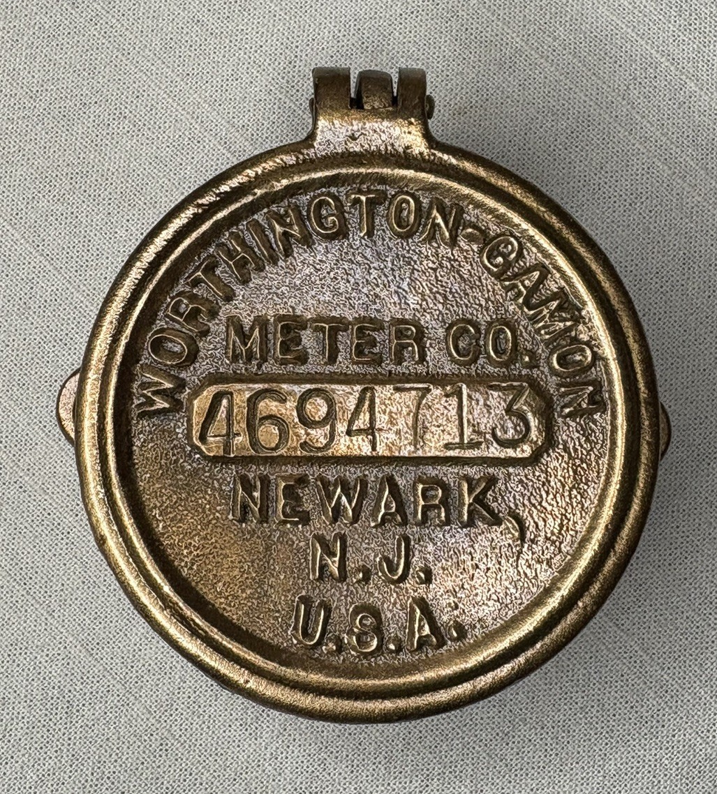 VINTAGE Worthington Gamon Meter Co. Cap Newark New Jersey NJ Brass