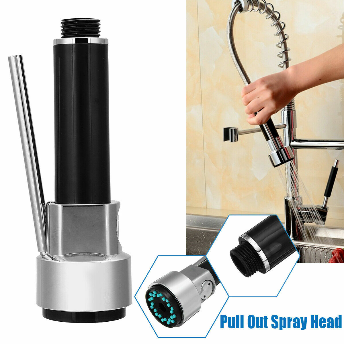 Stainless Steel Pull Out Spray Head Replacement Part Kitchen Faucet Accessory