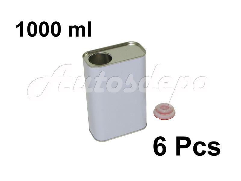 Quart (1000 ml) Rectangular Type Paint Tin Can , With Plastic Cap QTY : 6