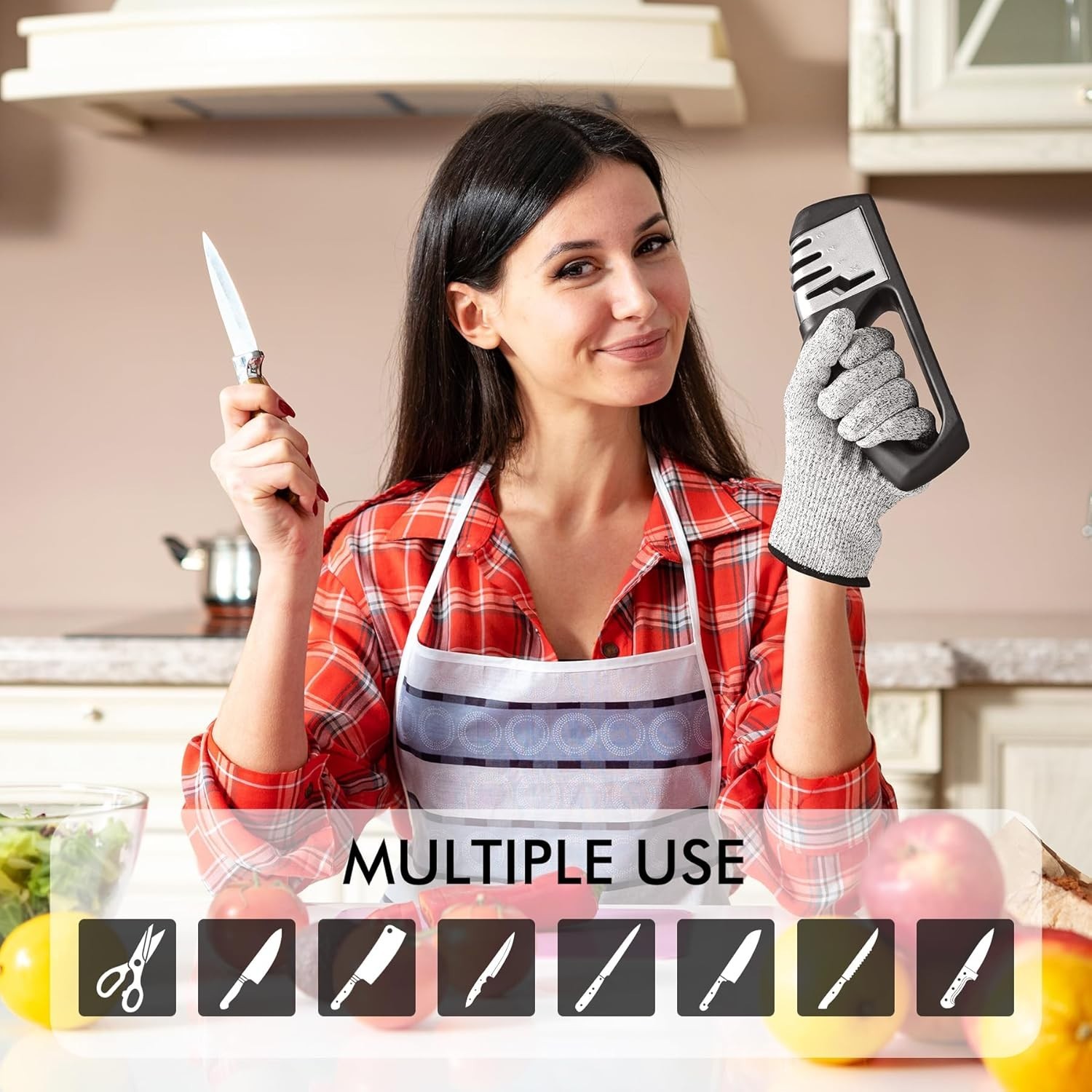 Knife Sharpener Professional Ceramic Tungsten Kitchen Sharpening System 3 Stage