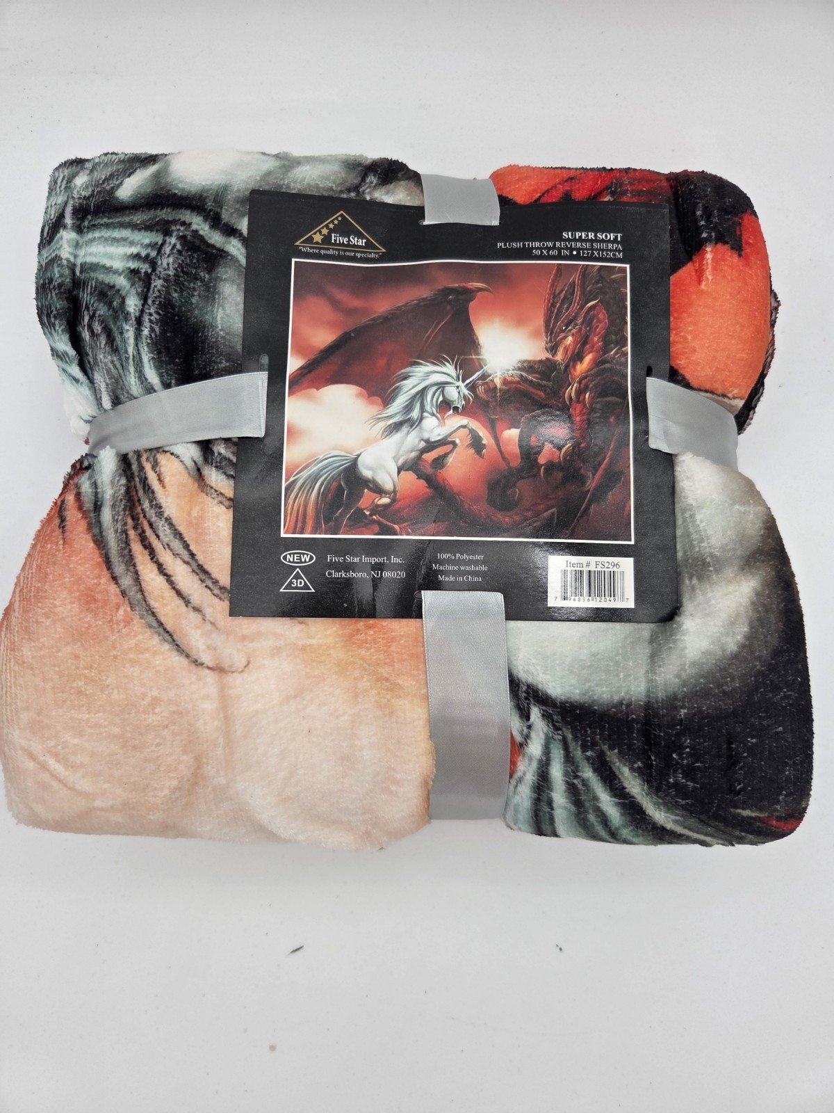5 Star Plush Throw Reverse Sherpa 50"X 60" Unicorn /Dragon blanken soft