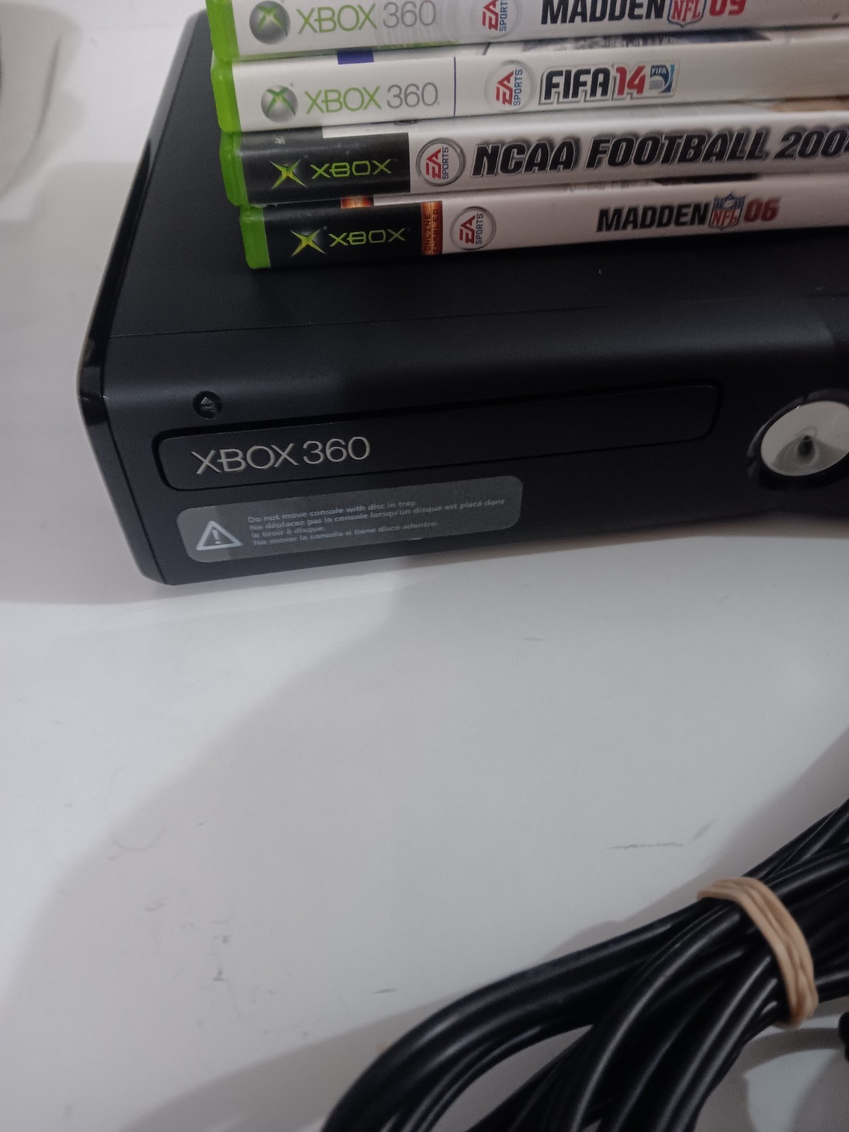 XBox 360 With 3 Controllers & 4 Games & Wires Nice Condition