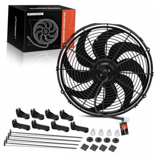 16'' Slim Fan Pull Universal Electric Radiator Cooling Fan Assembly, 16 inch