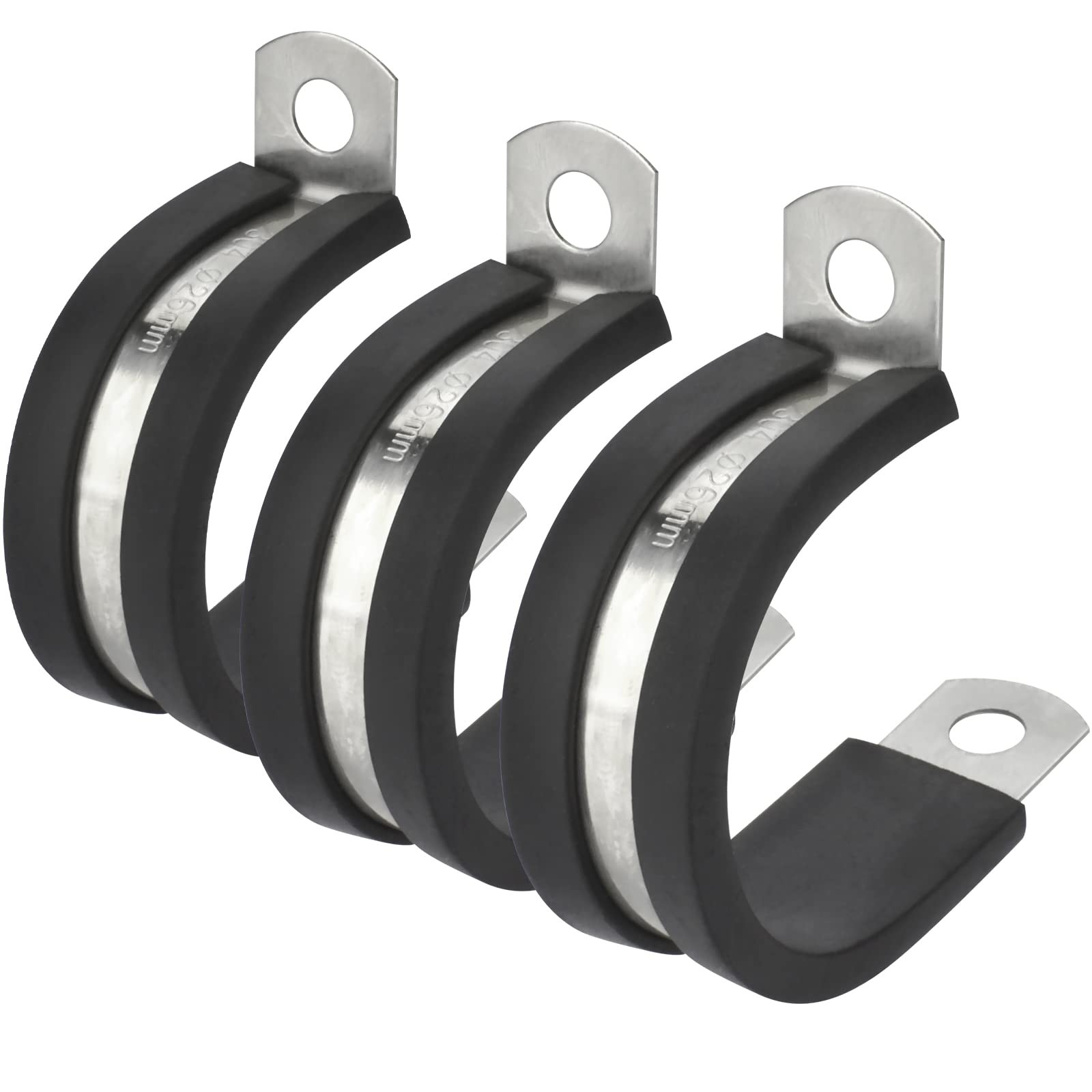 12 Pack Stainless Steel Cable Clamps 1 Inch Rubber Cushioned Insulated Silver