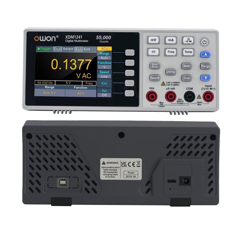Digital Multimeter 3.5" Rechargeable 55000 Counts True RMS Meter Owon XDM1241
