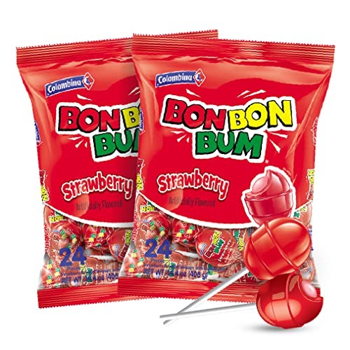 Bon Bon Bum Fresa Paletas 408 gr. - 2 Pack | Strawberry Lollipops 14.4 oz. x ...
