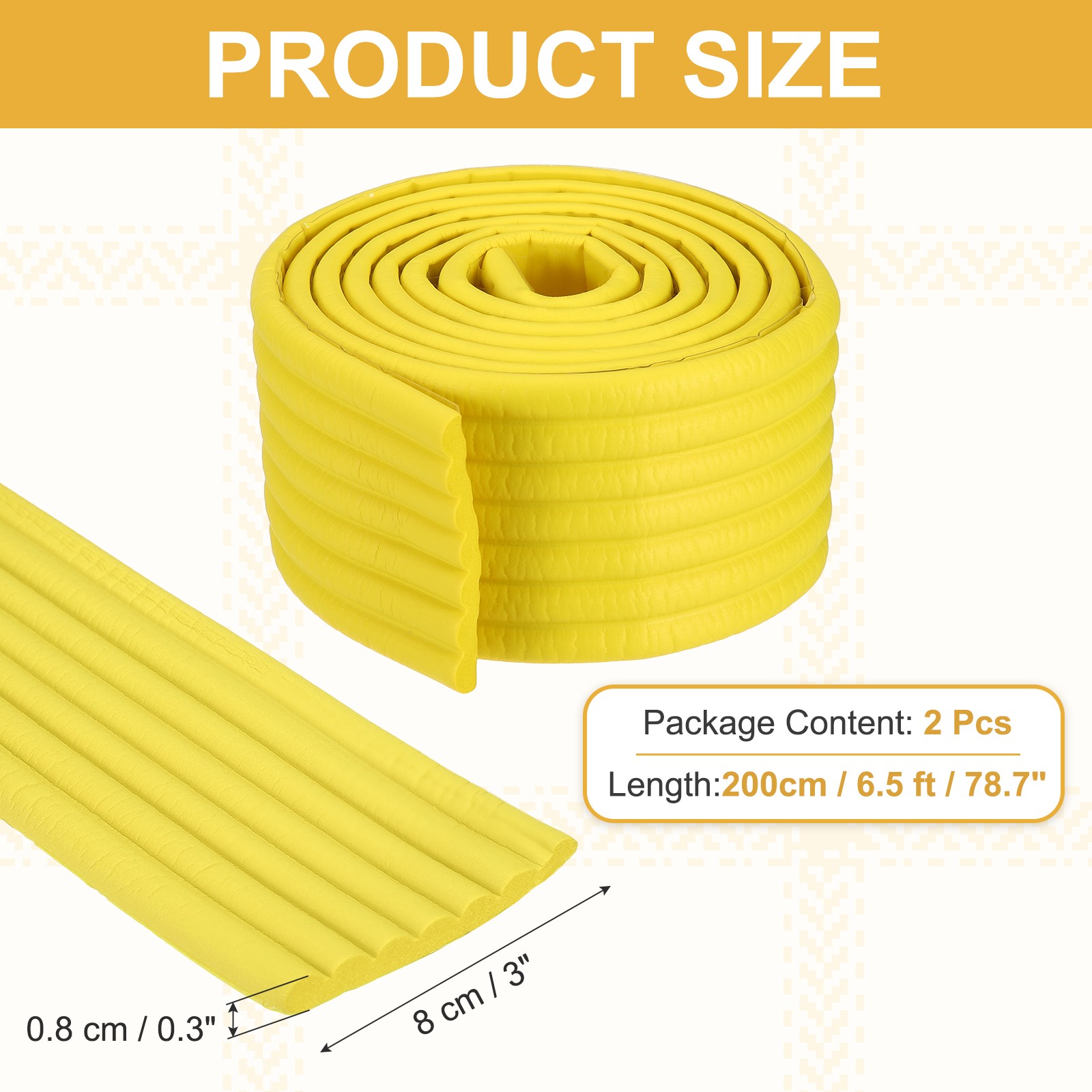 Bunk Bed Ladder Pad, (2m/6.5 Ft, Yellow)(2 Pcs), Bunk Bed Step Foam Padding