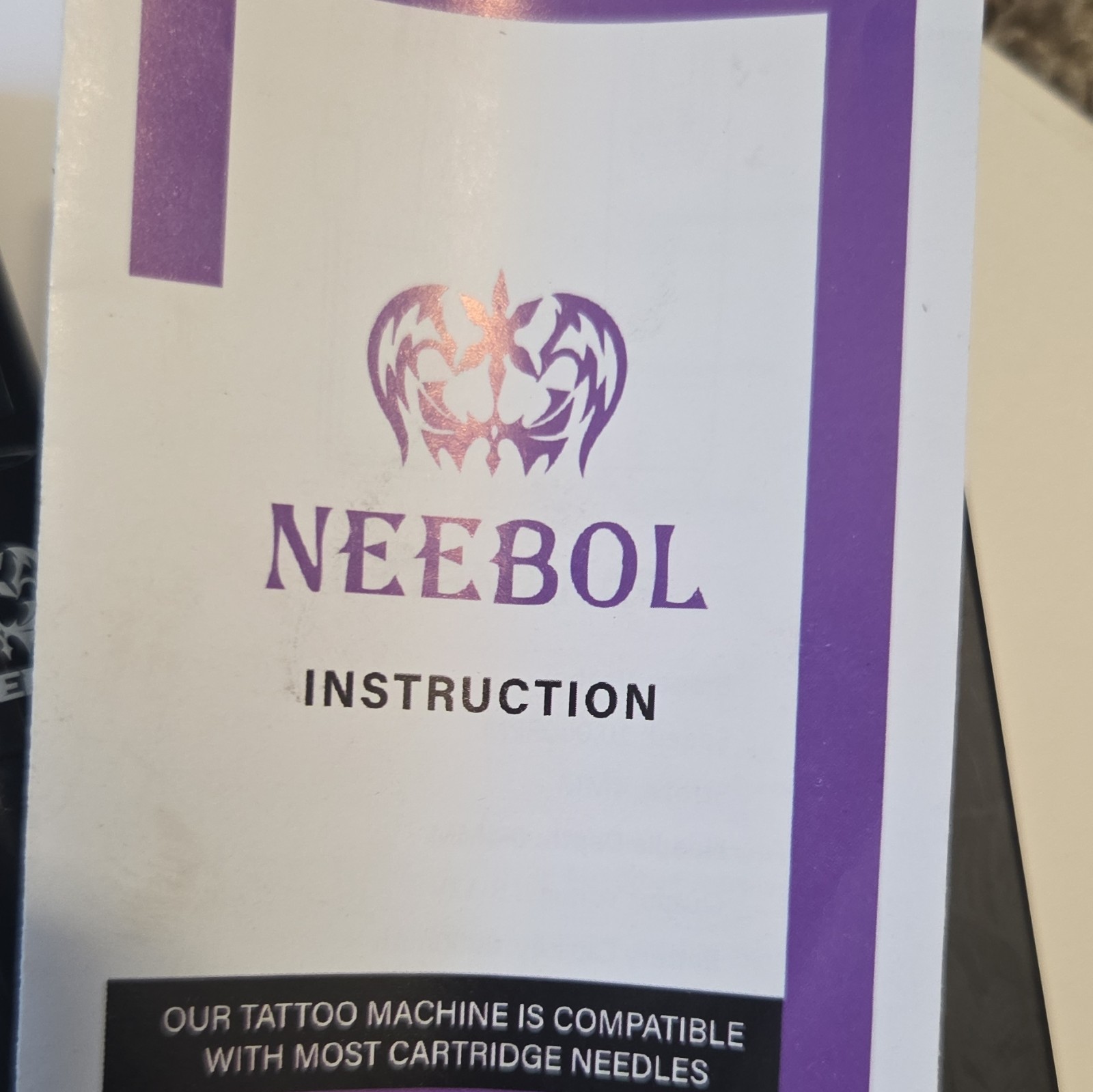 NEEBOL Wireless Adjustable Tattoo Pen Machine, Black, USB Cable & Manual