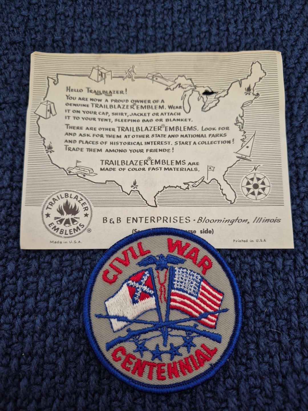 Civil War Centennial Patch.  Trailblazer Emblems