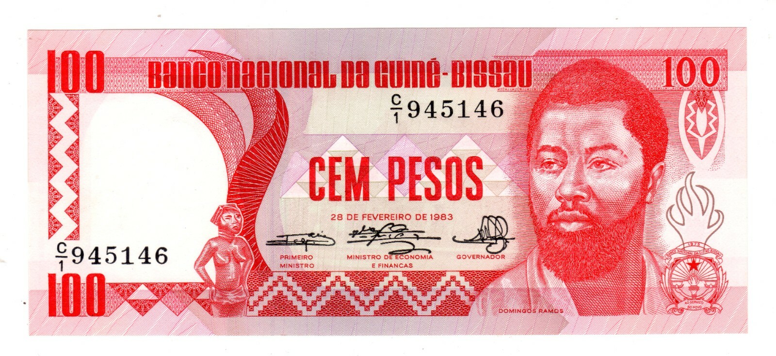 GUINEA GUINEA BISSAU 100 PESOS BANKNOTE 28/02/ 1983 P6A NEW UNC