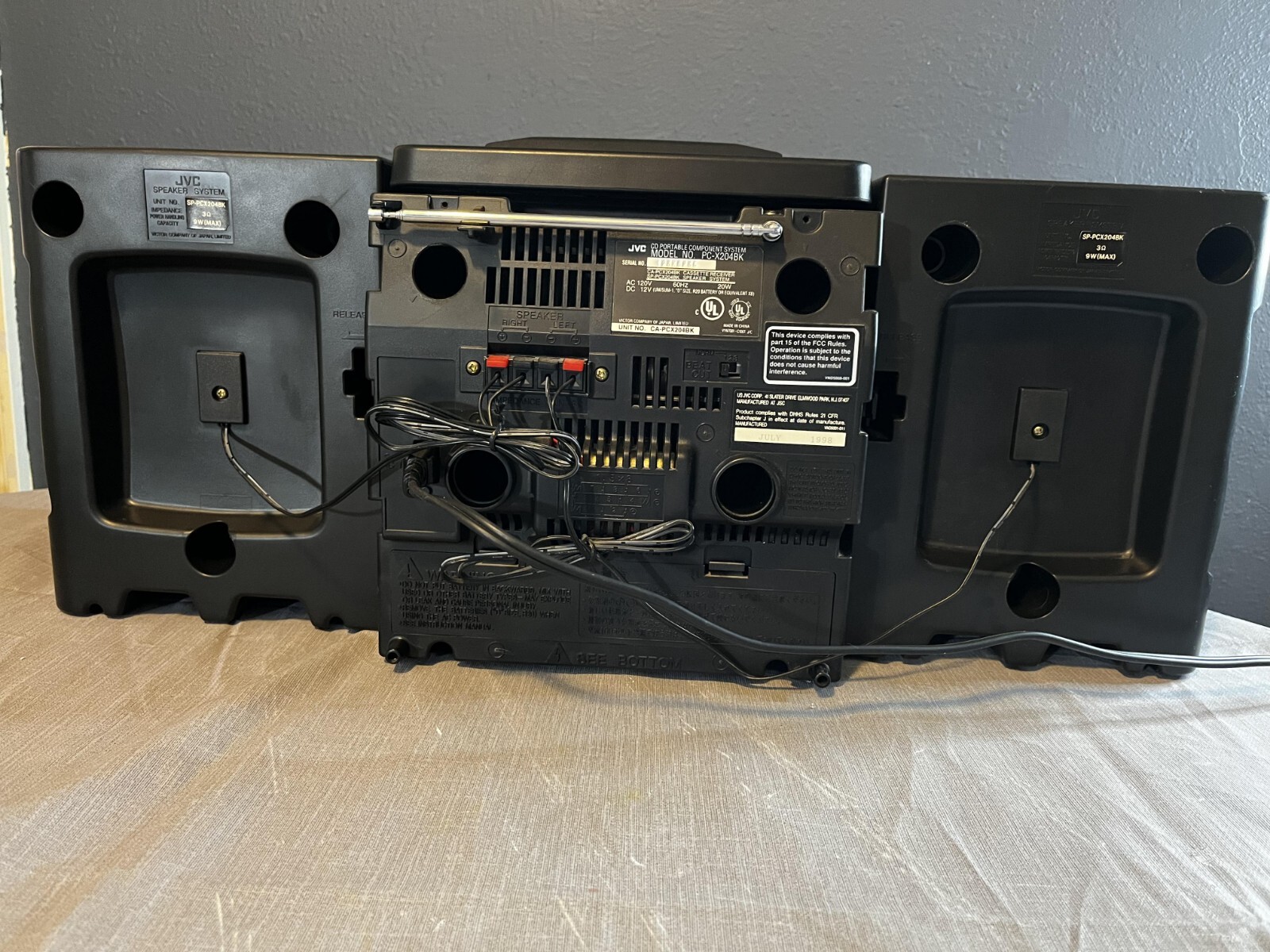 Vintage 98 JVC CD Portable Component System Model PC-X204BK Active HyperBass PRO