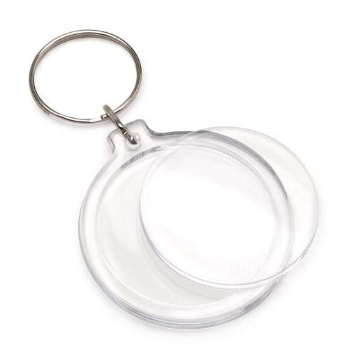 Easy-to-Use Snap in Photo Keychains Clear Acrylic 7.9cm x 4.5cm for 10 Round
